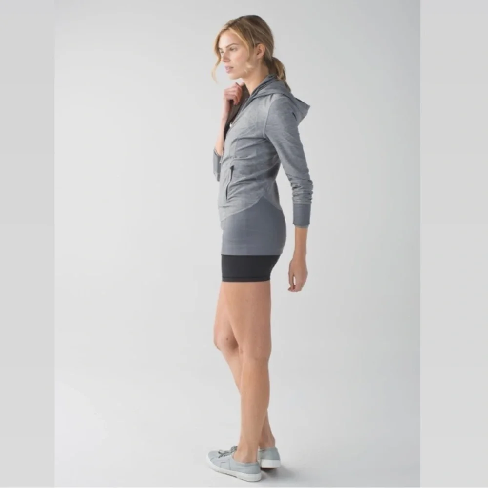 Lululemon Daily Practice Hooded Jacket Heathered Slate Gray Long Line